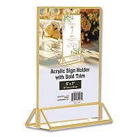 General Printing & Design Acrylic Sign Holder with Gold Trim, 5 x 7 Insert (SGNHGT5X7)