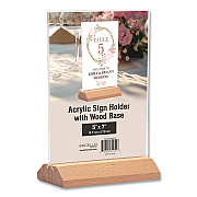 General Printing & Design Acrylic Sign Holder with Wood Base, 5 x 7 Insert (SGNHWB5X7)