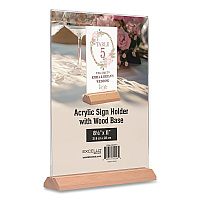 General Printing & Design Acrylic Sign Holder with Wood Base, 8.5 x 11 Insert (SGNHWB8511)