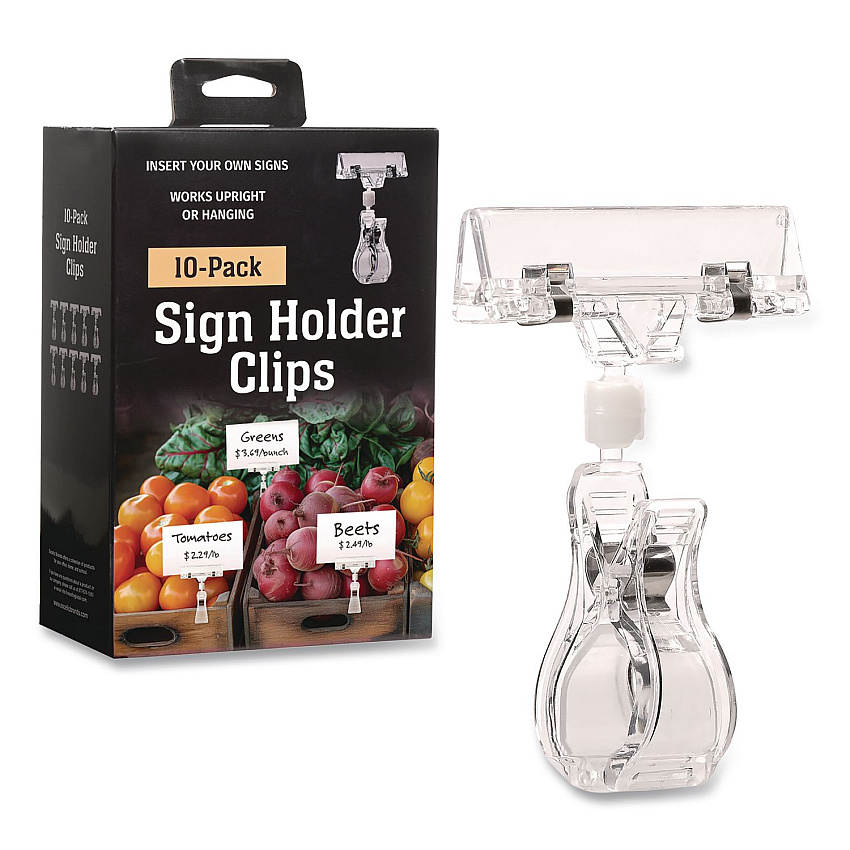 Global Printed Products Sign Holder Clips, Clear, 10/Pack (CLIP10PK)