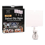 Global Printed Products Swivel Clip Signs, Clear, 3/Pack (CLIP35X55)