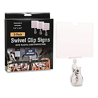 Global Printed Products Swivel Clip Signs, Clear, 3/Pack (CLIP35X55)
