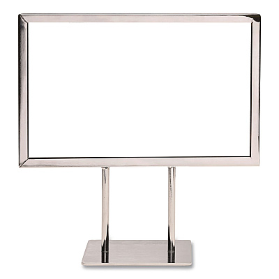 Global Printed Products Metal Countertop Sign Holder, 7 x 11 Insert, Silver (CTSGN7X11)