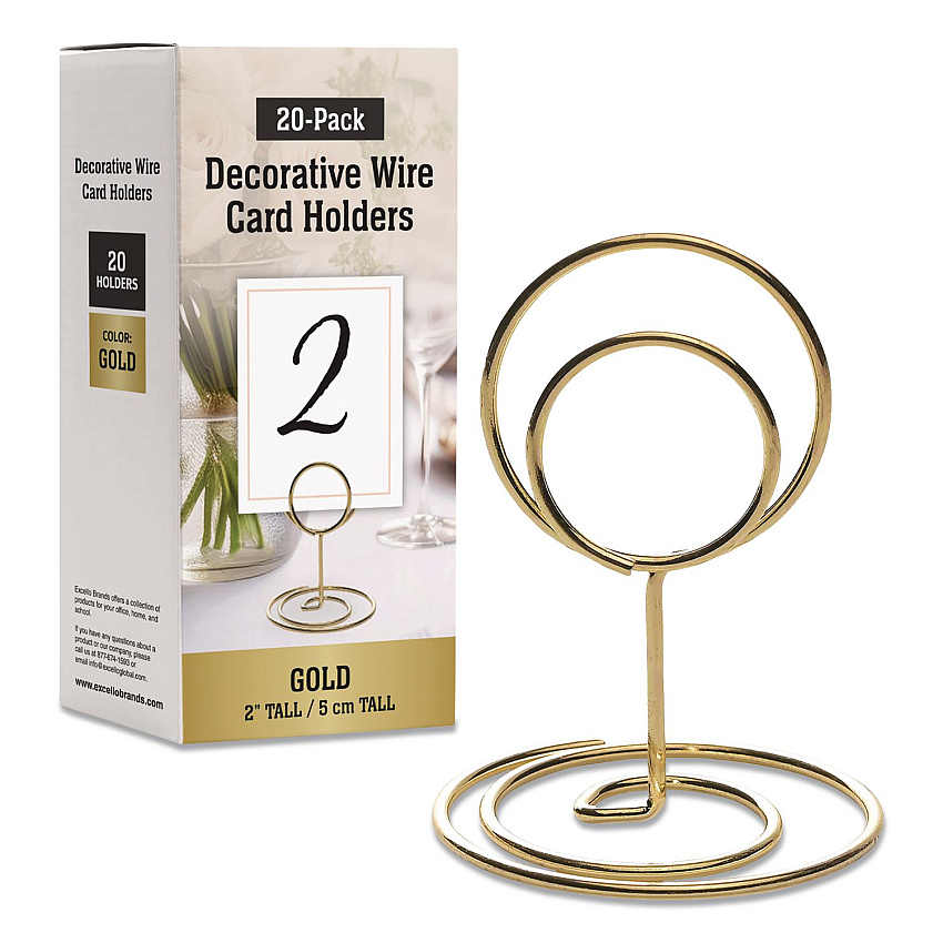 Global Printed Products Decorative Wire Card Holders, Gold Frame, 20/Pack (WRHLDRGLD)