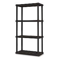 IRIS Plastic Shelving Unit, 4 Shelves, 23.9 x 11.8 x 48.3, Black (140038)