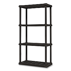 IRIS Plastic Shelving Unit, 4 Shelves, 23.9 x 11.8 x 48.3, Black (140038)