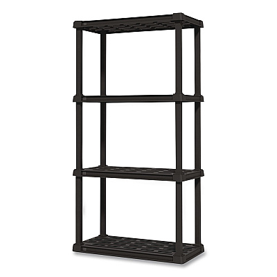 IRIS Plastic Shelving Unit, 4 Shelves, 23.9 x 11.8 x 48.3, Black (140038)