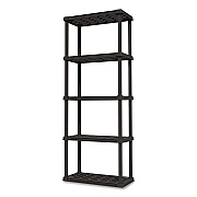 IRIS Plastic Shelving Unit, 5 Shelves, 63.9 x 11.8 x 23.9, Black (140039)