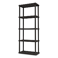 IRIS Plastic Shelving Unit, 5 Shelves, 63.9 x 11.8 x 23.9, Black (140039)