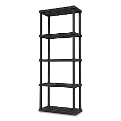 IRIS Plastic Shelving Unit, 5 Shelves, 63.9 x 11.8 x 23.9, Black (140039)