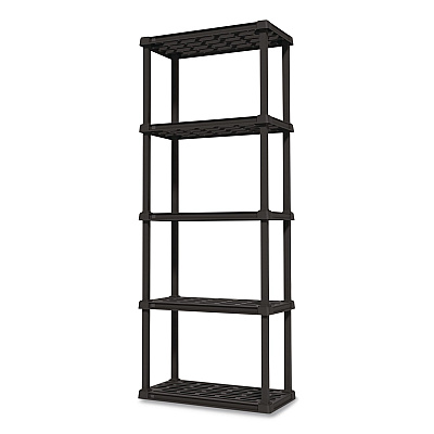 IRIS Plastic Shelving Unit, 5 Shelves, 63.9 x 11.8 x 23.9, Black (140039)