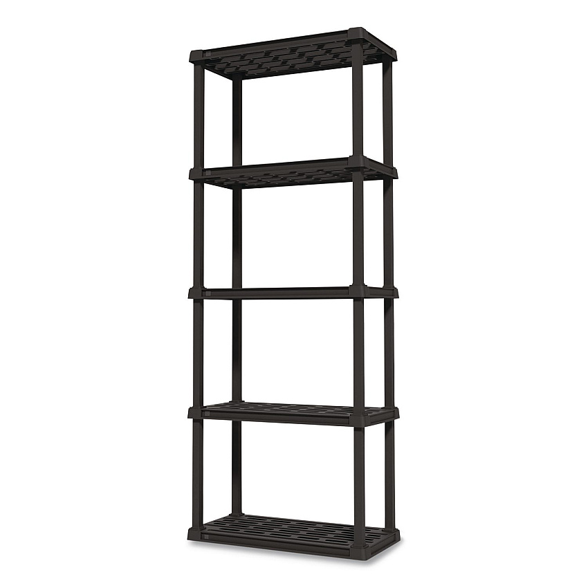 IRIS Plastic Shelving Unit, 5 Shelves, 63.9 x 11.8 x 23.9, Black (140039)