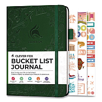 Bucket List Journal, 100 Entries with Before/After Pages, Engraved Adventure Artwork, Forest Green Cover, 8.3 x 5.8 Sheets (F1ZAJ2SU33)
