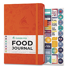 Food Journal, Undated Six-Month Format, Engraved Food and Fitness Artwork, Orange Cover, 8.3 x 5.8 Sheets (KL33NAAXO2)