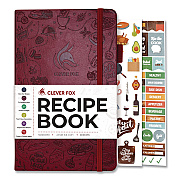 Recipe Book, Customizable Space for 60 Recipes, Engraved Food and Kitchen Artwork, Burgundy Cover, 8.3 x 5.8 Sheets (TF8NP4O50F)