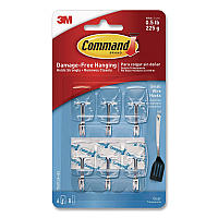 Command Small Wire Hooks, Small, Plastic/Metal Wire, White, 0.5 lb Capacity, 6/Pack (17067CLR6ES)