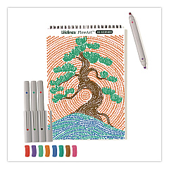Lifelines FlowArt Dot-By-Letter Coloring Book, Landscapes, with 4 Double-Sided Markers, All Ages, 20 Pages (165008)