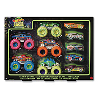 Mattel Hot Wheels Monster Trucks Glow-in-the-Dark Collection, Ages 4 to 8, 10 Pieces (HCB57)