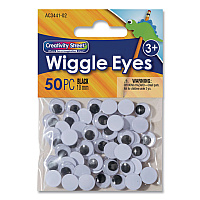 Creativity Street Wiggle Eyes, 0.39", Black, 50/Pack (824556)