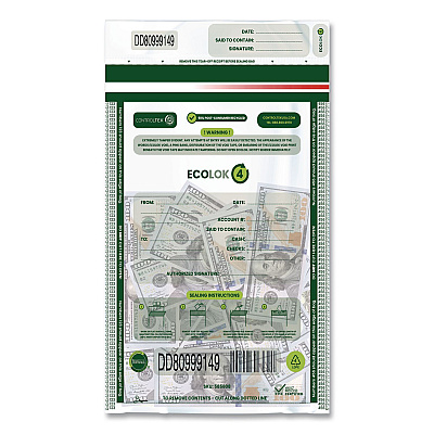 CONTROLTEK ECOLOK 4 Deposit Bag, Plastic, 15 x 20, Clear, 500/Carton (585609)