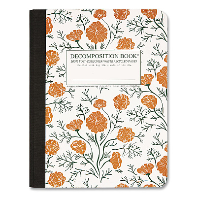 Sewn Composition Book, Medium/College Rule, California Poppies, (80) 9.75 x 7.5 Sheets (40635)
