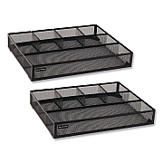 Mind Reader 6-Compartment Metal Drawer Organizer, 12 x 15 x 2.25, Black, 2/Pack (2DEERBLK)