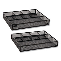 Mind Reader 6-Compartment Metal Drawer Organizer, 12 x 15 x 2.25, Black, 2/Pack (2DEERBLK)