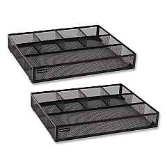Mind Reader 6-Compartment Metal Drawer Organizer, 12 x 15 x 2.25, Black, 2/Pack (2DEERBLK)