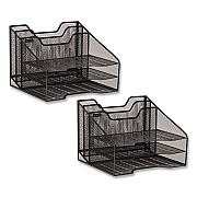Mind Reader Metal Desk Organizer Letter Tray, 5 Sections, Letter Size, 11.5 x 12.5 x 9.5, Black, 2/Pack (2MESHBOX5BLK)