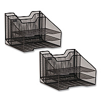 Mind Reader Metal Desk Organizer Letter Tray, 5 Sections, Letter Size, 11.5 x 12.5 x 9.5, Black, 2/Pack (2MESHBOX5BLK)
