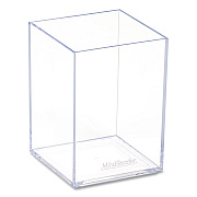 Mind Reader Plastic Pen Cup Holder, 2.5" x 2.5" x 4", Clear (ACPENCLR)