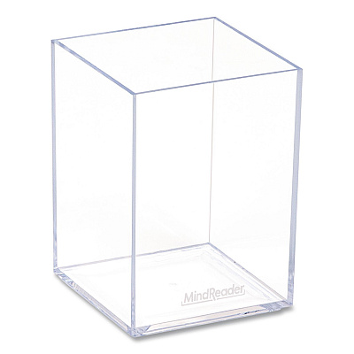 Mind Reader Plastic Pen Cup Holder, 2.5" x 2.5" x 4", Clear (ACPENCLR)