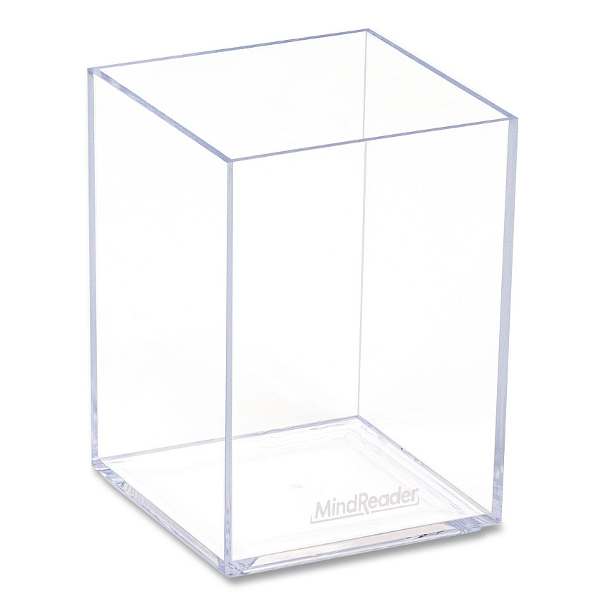 Mind Reader Plastic Pen Cup Holder, 2.5" x 2.5" x 4", Clear (ACPENCLR)