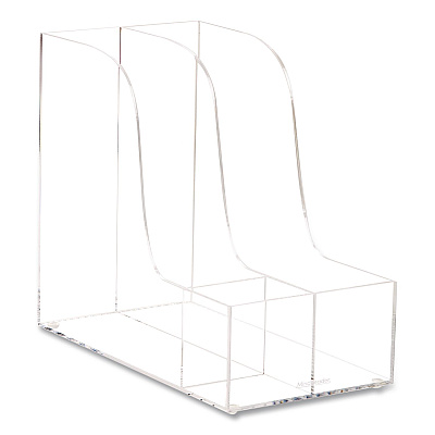 Mind Reader 3-Compartment Desk Organizer, 6 x 11 x 9.75, Clear, Acrylic (AMAGCLR)
