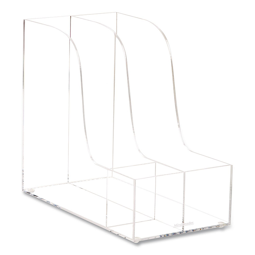 Mind Reader 3-Compartment Desk Organizer, 6 x 11 x 9.75, Clear, Acrylic (AMAGCLR)