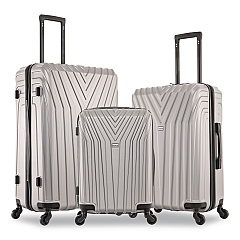 InUSA Luggage Vasty Three-Piece Hardside Spinner Luggage Set, Gray (IUVASSMLGRE)