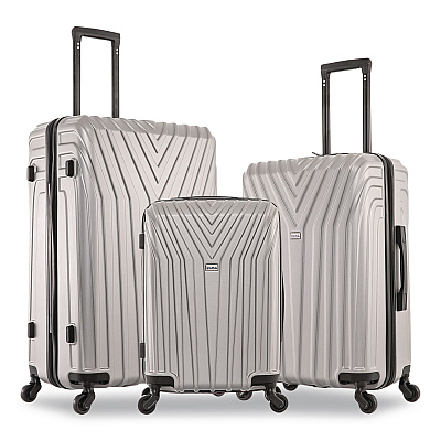 InUSA Luggage Vasty Three-Piece Hardside Spinner Luggage Set, Gray (IUVASSMLGRE)