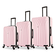 InUSA Luggage Vasty Three-Piece Hardside Spinner Luggage Set, Pink (IUVASSMLPNK)