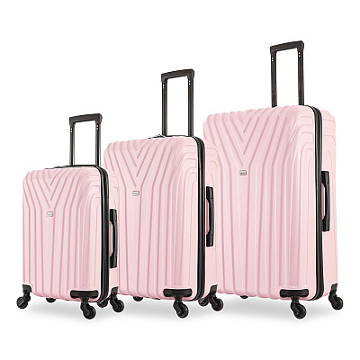 InUSA Luggage Vasty Three-Piece Hardside Spinner Luggage Set, Pink (IUVASSMLPNK)