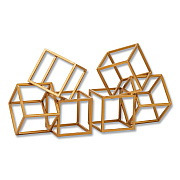Mind Reader Geometric Cube Metal Bookends, Nonskid Base, 4.25 x 6 x 6, Iron, Gold (BLOCKS2GLD)