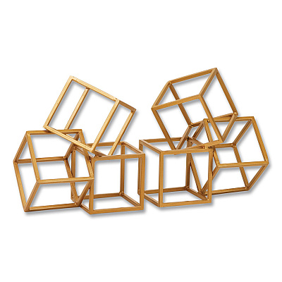 Mind Reader Geometric Cube Metal Bookends, Nonskid Base, 4.25 x 6 x 6, Iron, Gold (BLOCKS2GLD)