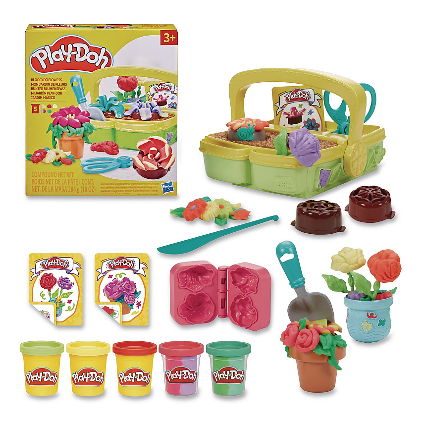 Hasbro Play-Doh Blooming Flowers Playset, Assorted Colors (G0492)