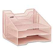 Mind Reader Metal Desk Organizer Letter Tray, 5 Sections, Letter Size, 11.5 x 12.5 x 9.5, Pink (MESHBOX5PNK)