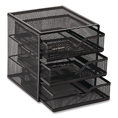Mind Reader 3-Drawer Desktop Storage Organizer, 6.25 x 6.5 x 6.5, Black, Metal Mesh (MINMESH3BLK)