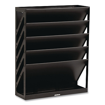 Mind Reader 5-Compartment Plastic Mountable Wall File, 5 Sections, Letter Size, 13 x 4.25 x 16, Black (WALLANCHBLK)