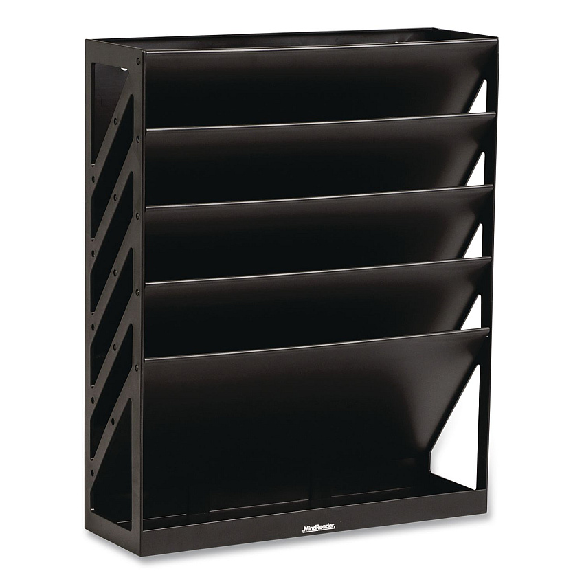 Mind Reader 5-Compartment Plastic Mountable Wall File, 5 Sections, Letter Size, 13 x 4.25 x 16, Black (WALLANCHBLK)