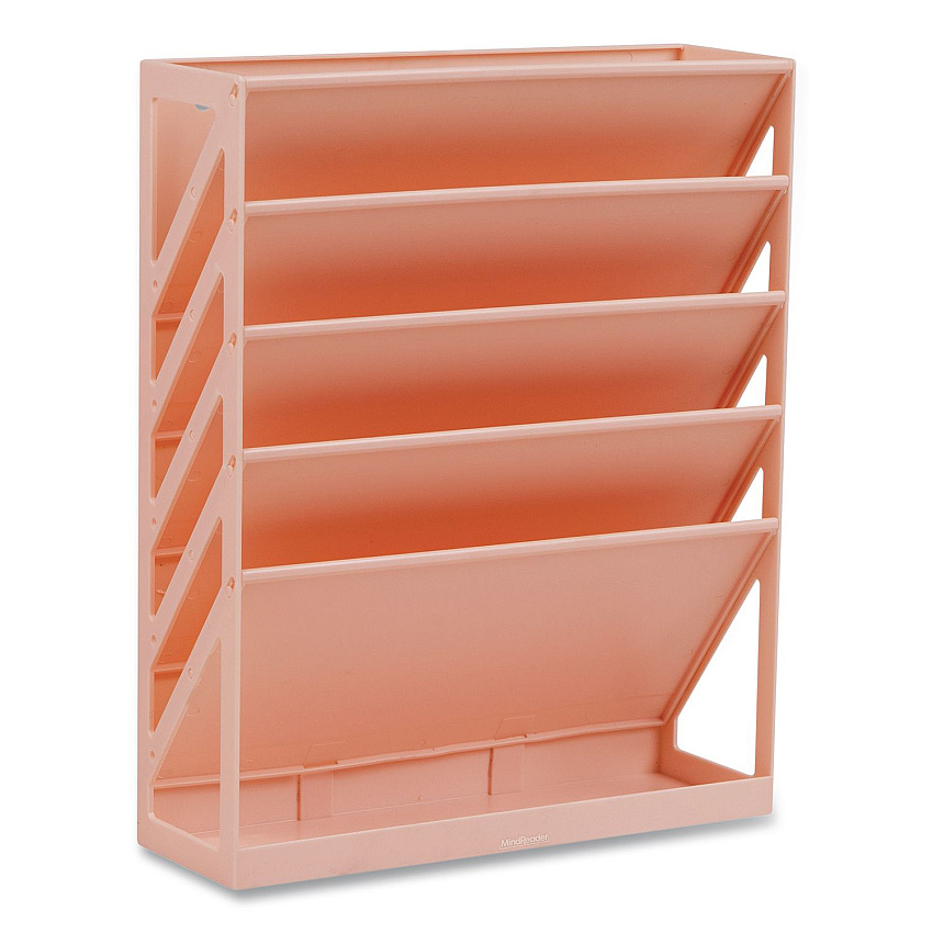 Mind Reader 5-Compartment Plastic Mountable Wall File, 5 Sections, Letter Size, 13 x 4.25 x 16, Pink (WALLANCHPNK)