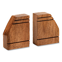 Mind Reader Wood Rustic Bookends, Nonskid Base, 1.5 x 4 x 4.75, Brown (WOODEND2BRN)