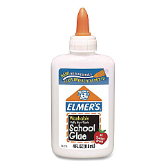 Elmer's Washable School Glue, 4 oz Bottle, Dries Clear (E304NREA)