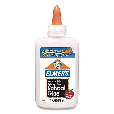 Elmer's Washable School Glue, 4 oz Bottle, Dries Clear (E304NREA)